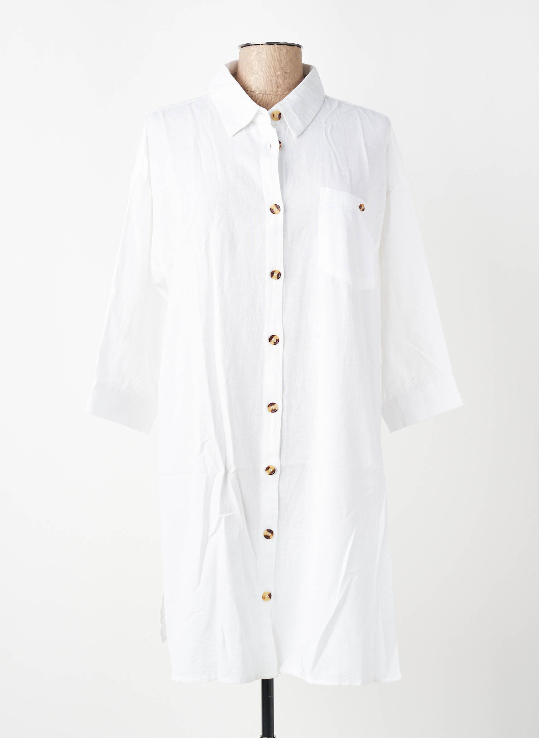Robe courte manches 3/4 manches 3/4 blanc ZHENZI femme