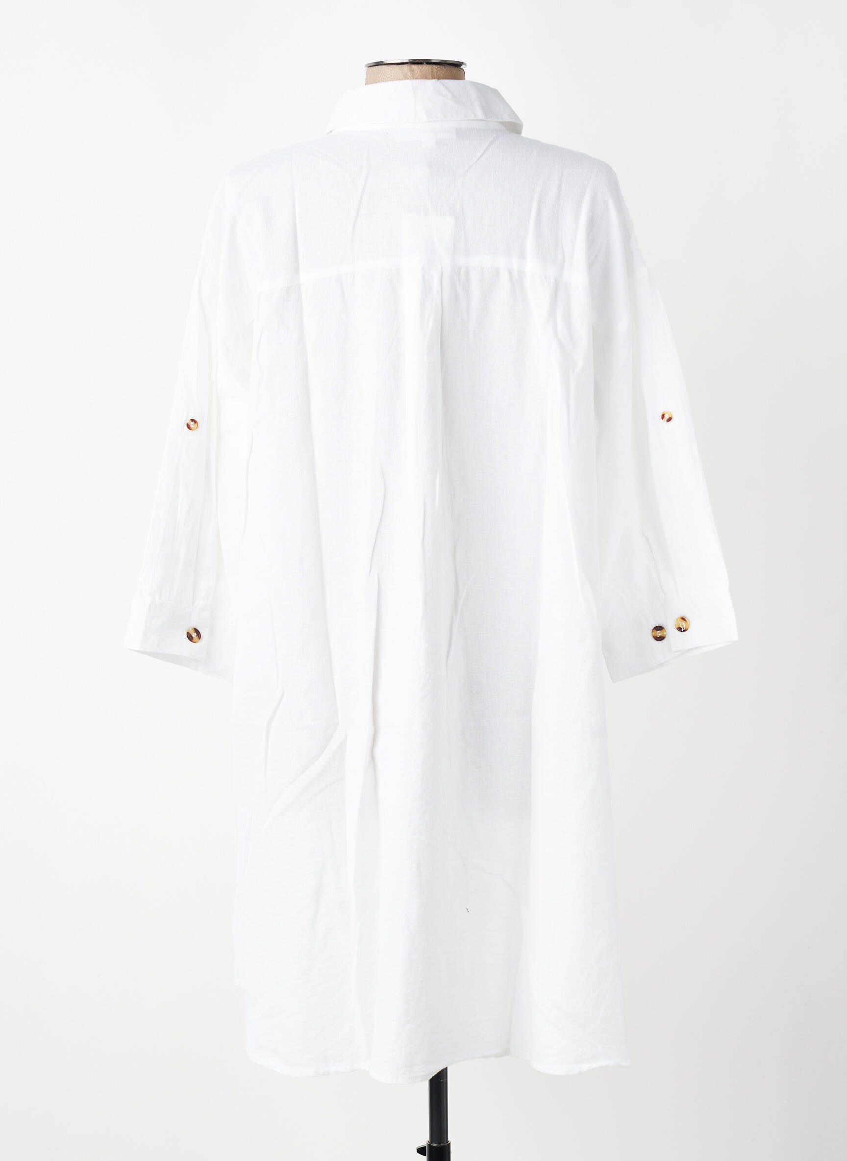 Robe courte manches 3/4 manches 3/4 blanc ZHENZI femme