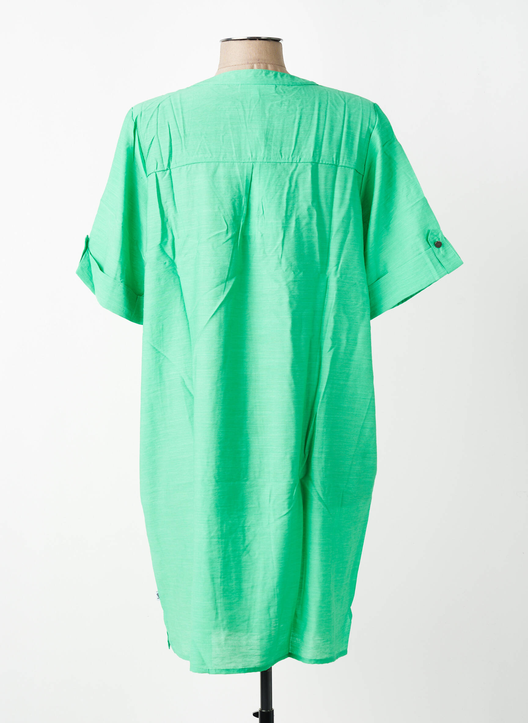 Robe courte manches courtes manches courtes vert ZHENZI femme