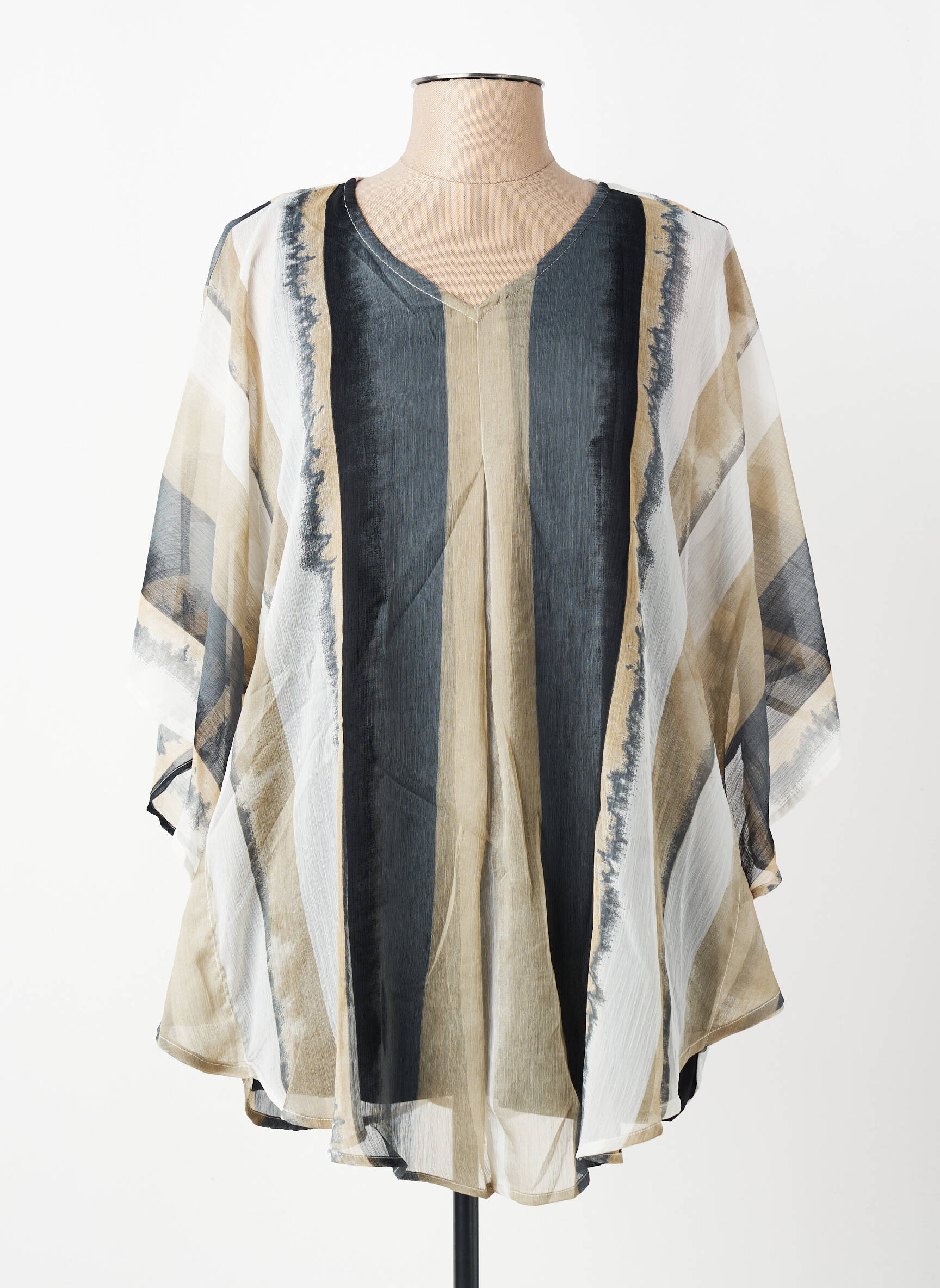 Tunique manches longues légère et transparente gris ZHENZI femme
