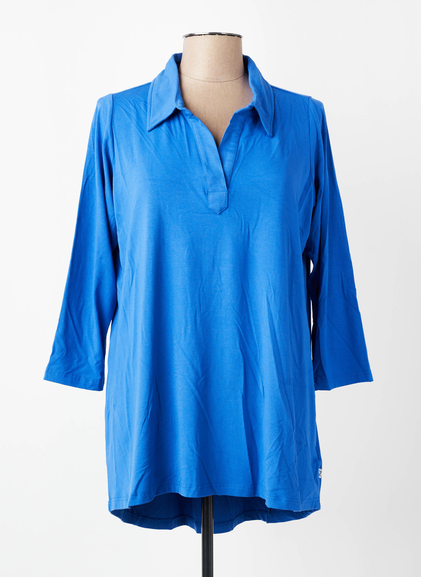 Polo manches 3/4 manches 3/4 bleu ZHENZI femme