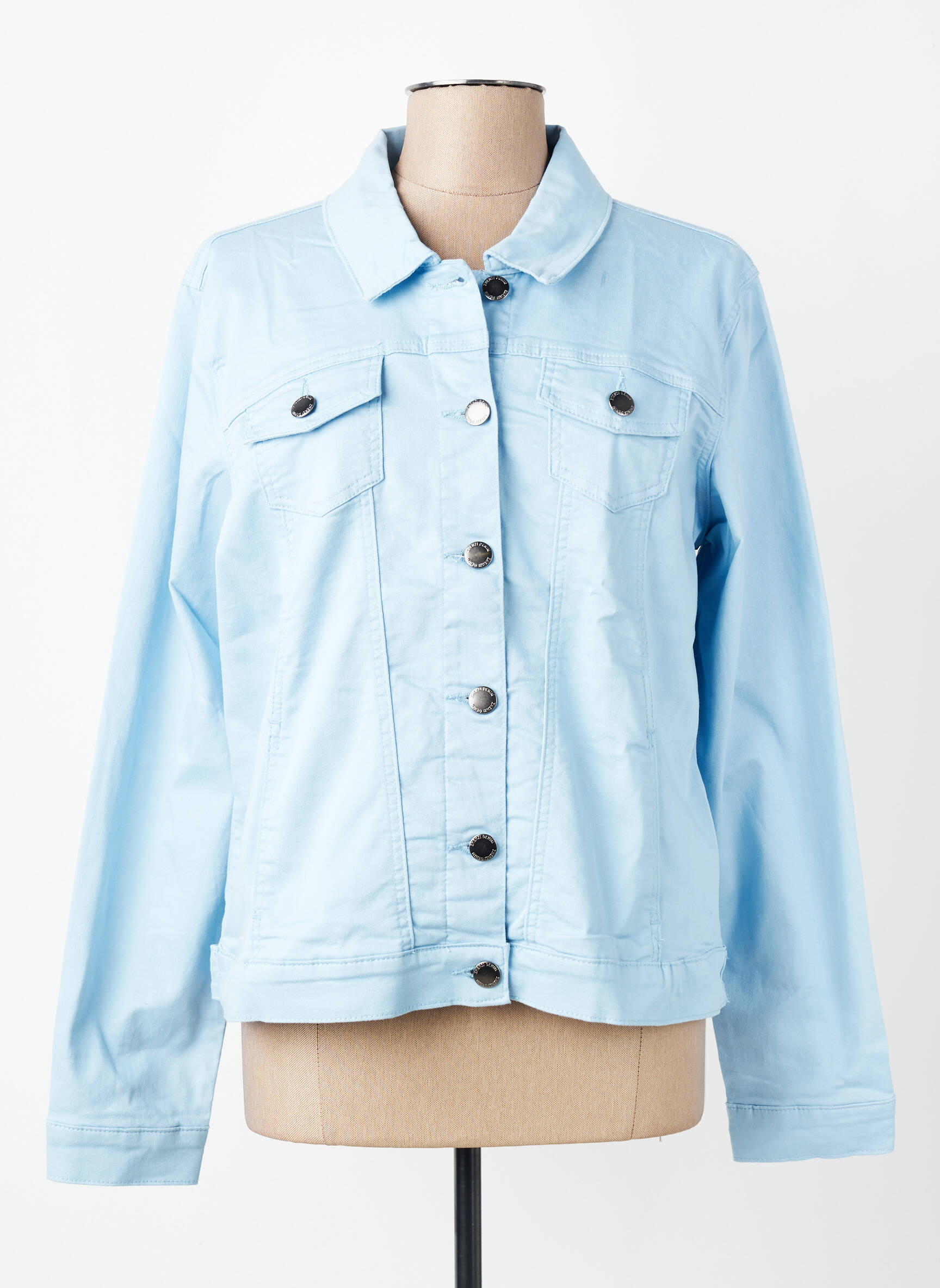 Veste casual poignets boutonnés avec fente bleu ZHENZI femme