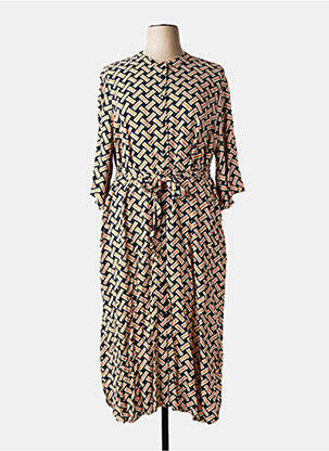 Robe longue imprimé fantaisie manches 3/4 noir KAFFE femme