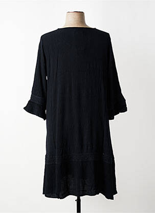 Robe mi-longue coupe fluide manches 3/4 noir ZHENZI femme