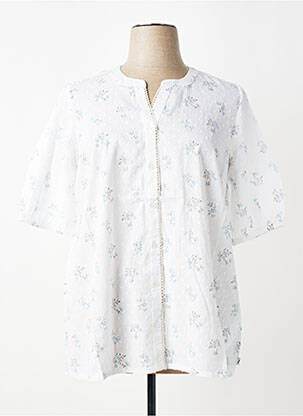 Chemisier imprimé fleurs manches courtes blanc ZHENZI femme