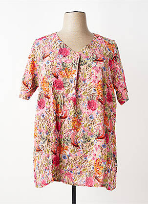 Blouse imprimé fleurs manches courtes rose ZHENZI femme
