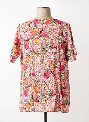 Blouse imprimé fleurs manches courtes rose ZHENZI femme