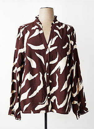 Chemisier coupe cintrée manches longues marron EMMA ELLA femme