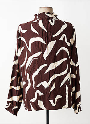 Chemisier coupe cintrée manches longues marron EMMA ELLA femme