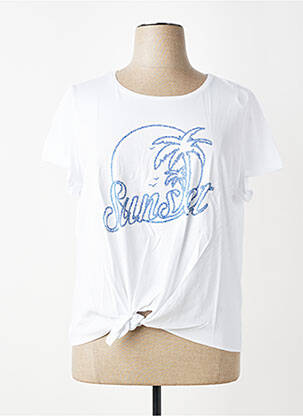 T-shirt sérigraphie floquée manches courtes blanc JULIE GUERLANDE femme