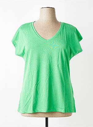 T-shirt col v manches courtes vert KAFFE femme