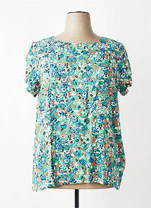 Blouse tissage popeline manches courtes vert LILY & ME femme