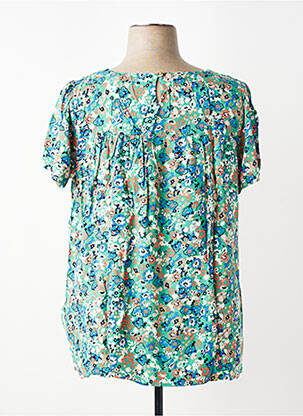 Blouse tissage popeline manches courtes vert LILY & ME femme