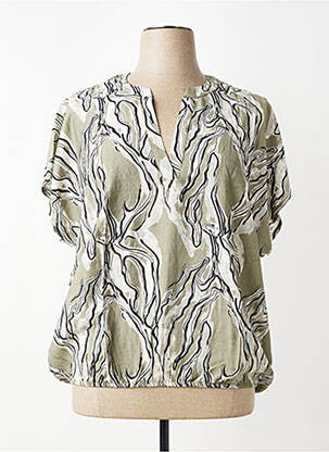 Blouse imprimé fantaisie manches courtes vert KAFFE femme
