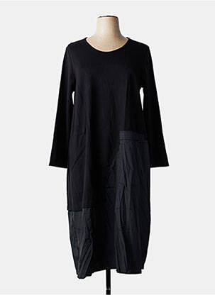 Robe mi-longue manches longues manches longues noir G!OZE femme