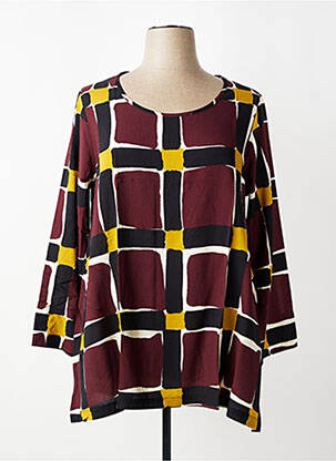 Blouse tissage popeline manches 3/4 rouge G!OZE femme