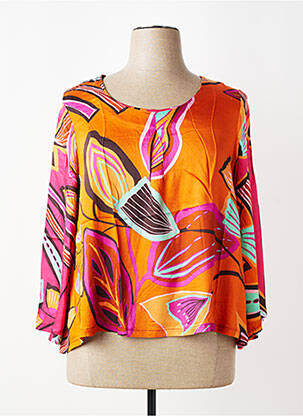 Blouse imprimé fantaisie manches 3/4 orange G!OZE femme