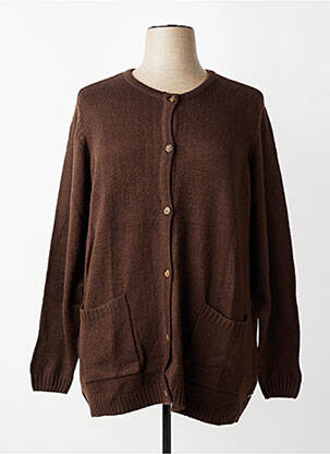 Gilet manches longues col rond marron ZHENZI femme