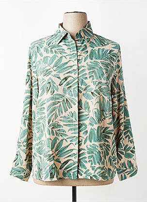 Chemisier tissage crêpe manches longues vert MAELLE femme