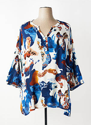 Blouse imprimé fleurs manches 3/4 bleu ZHENZI femme