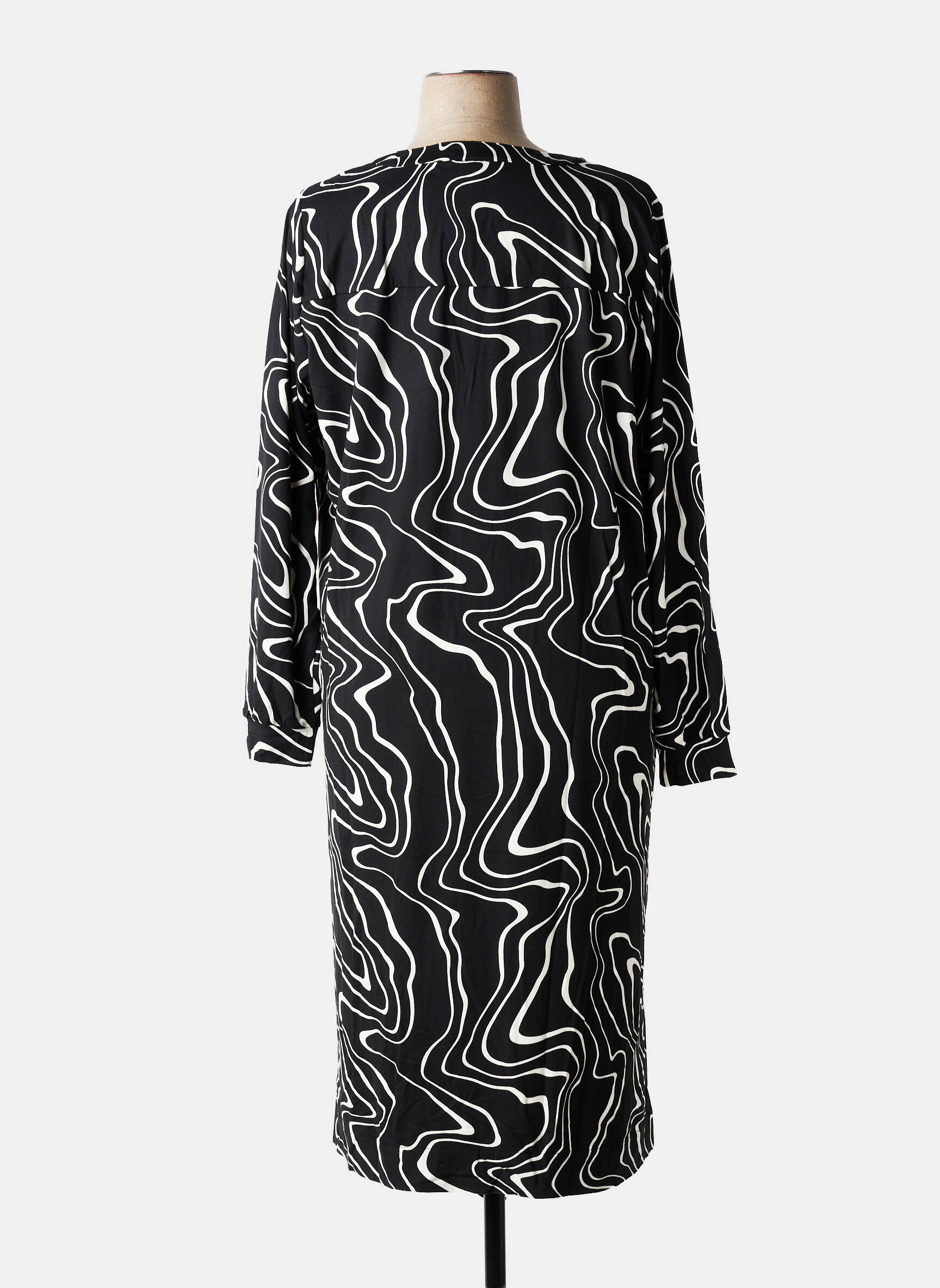 Robe longue manches longues manches longues noir ZHENZI femme