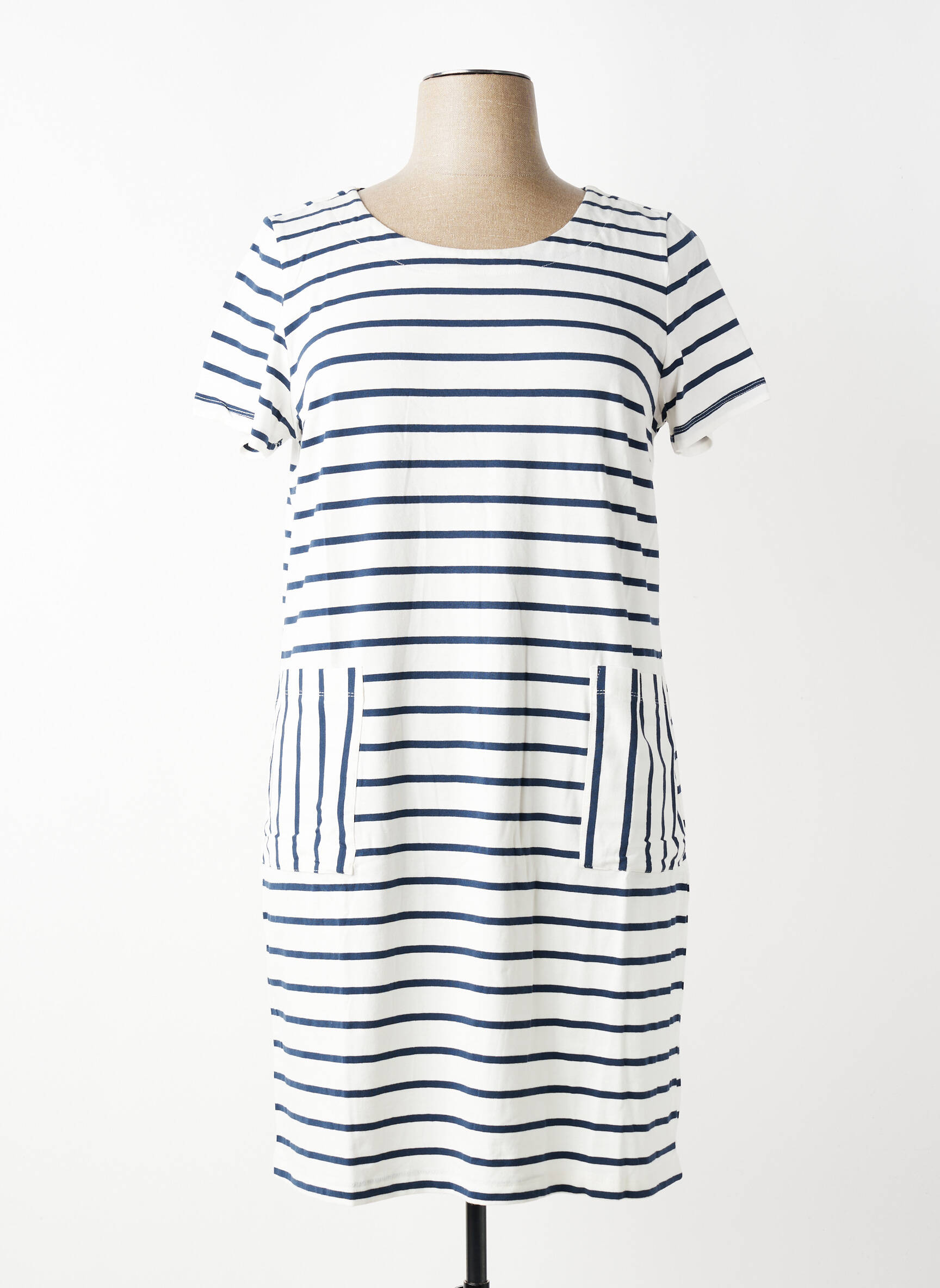 Robe mi-longue manches courtes manches courtes bleu LILY & ME femme
