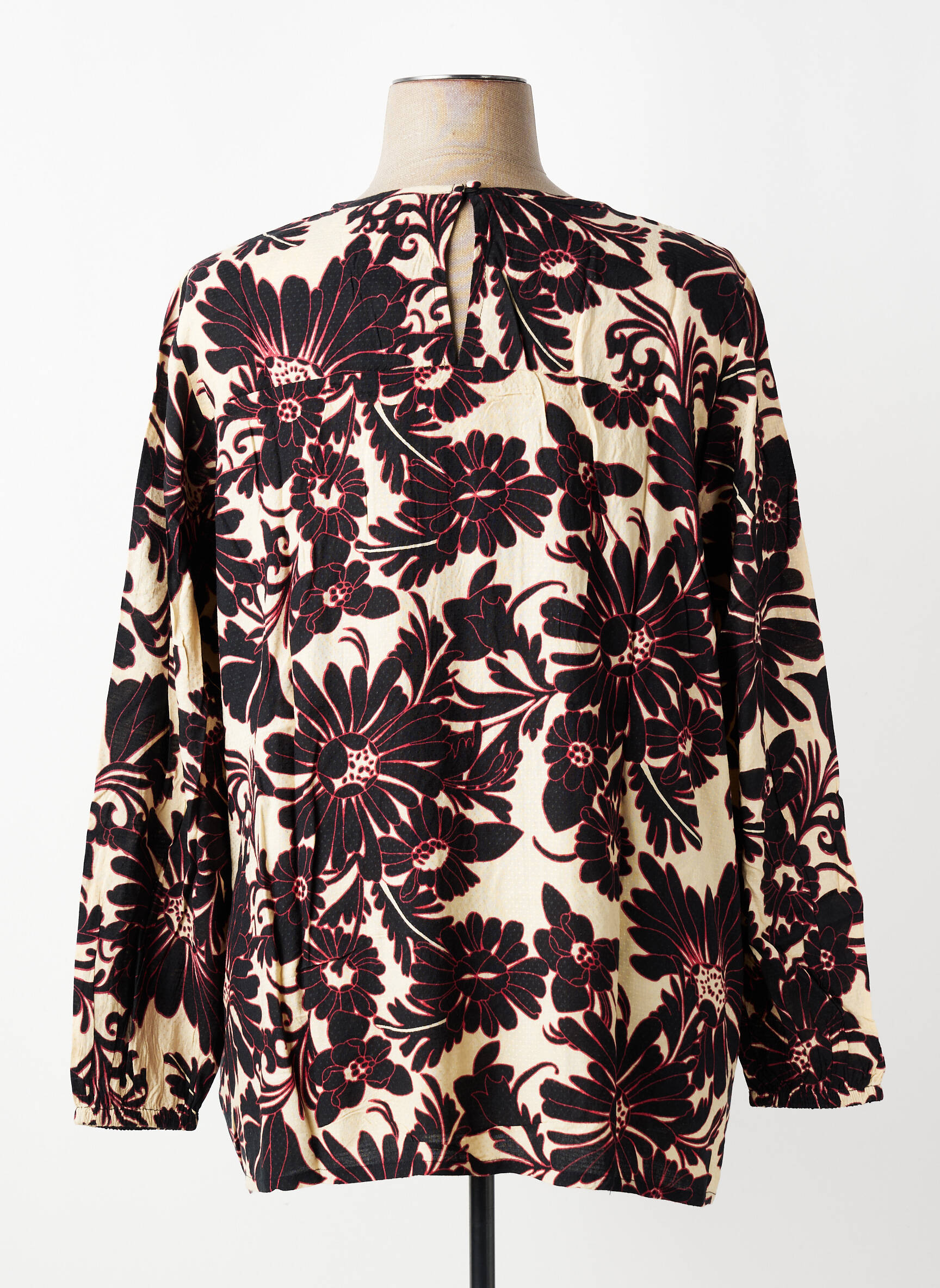Blouse tissage popeline manches longues noir ZHENZI femme