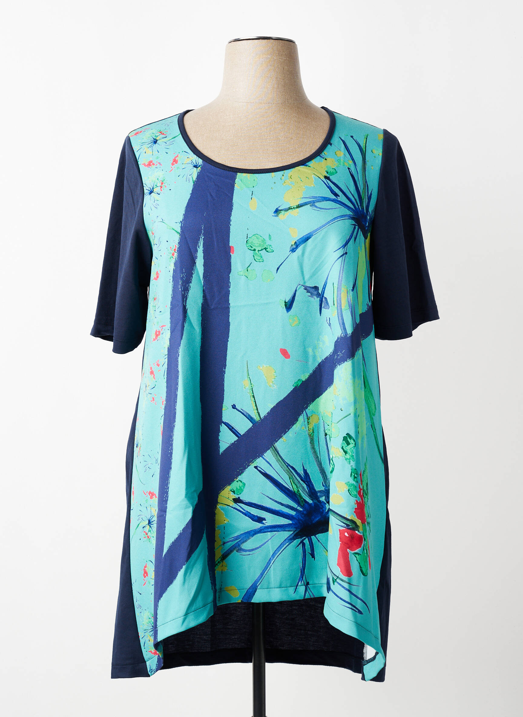 T-shirt stretch manches courtes bleu G!OZE femme