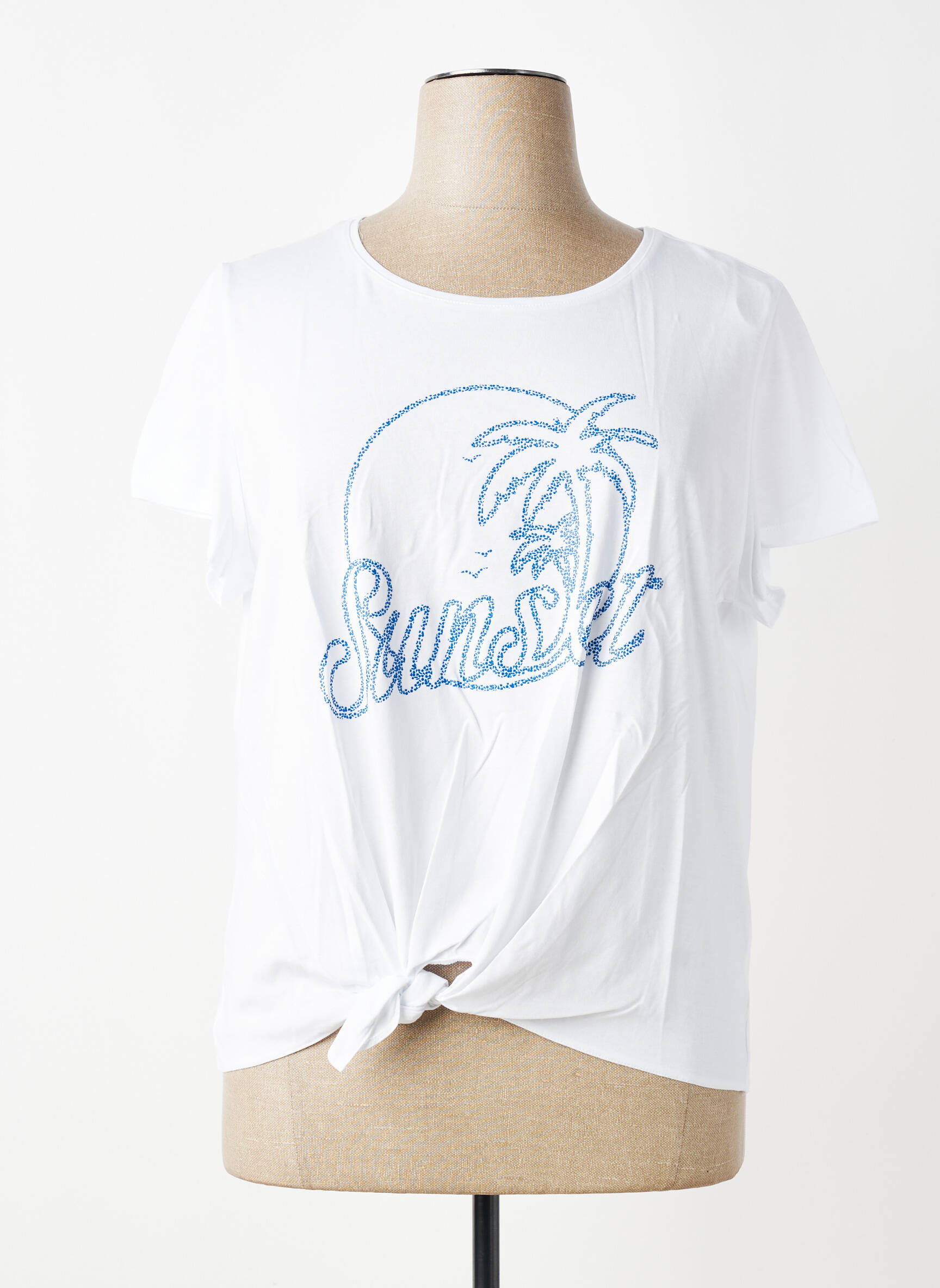 T-shirt sérigraphie floquée manches courtes blanc JULIE GUERLANDE femme