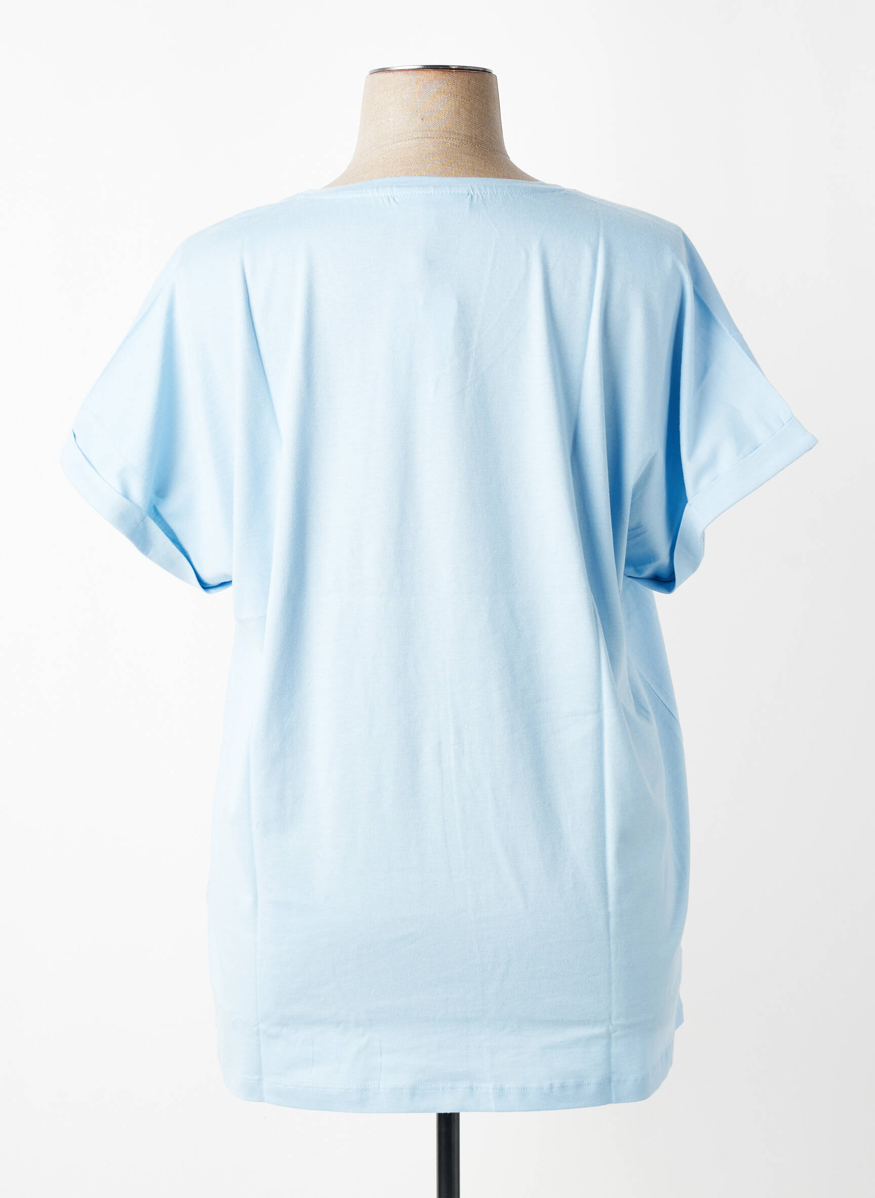 T-shirt coupe droite manches courtes bleu ZHENZI femme