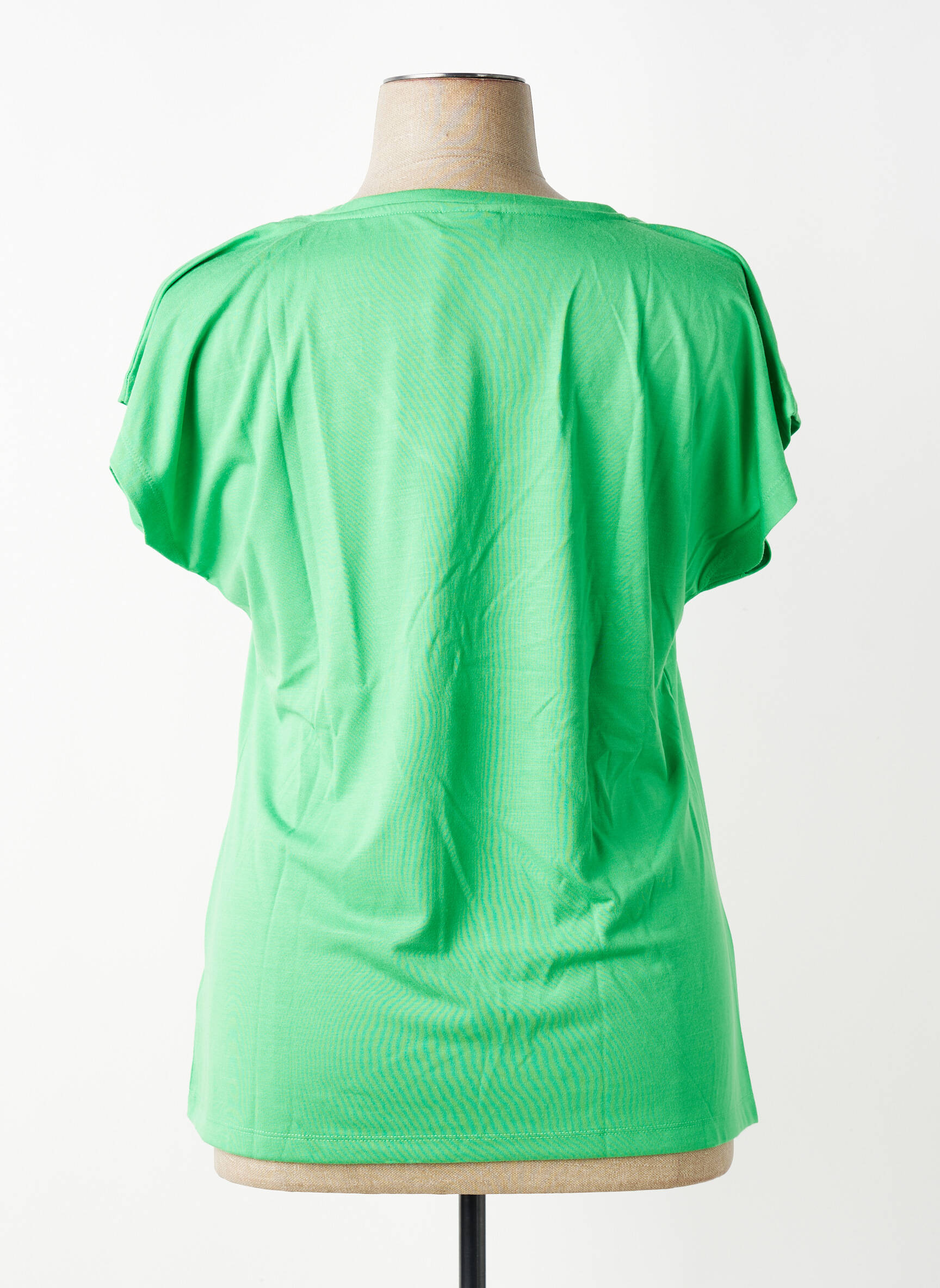 T-shirt col v manches courtes vert KAFFE femme
