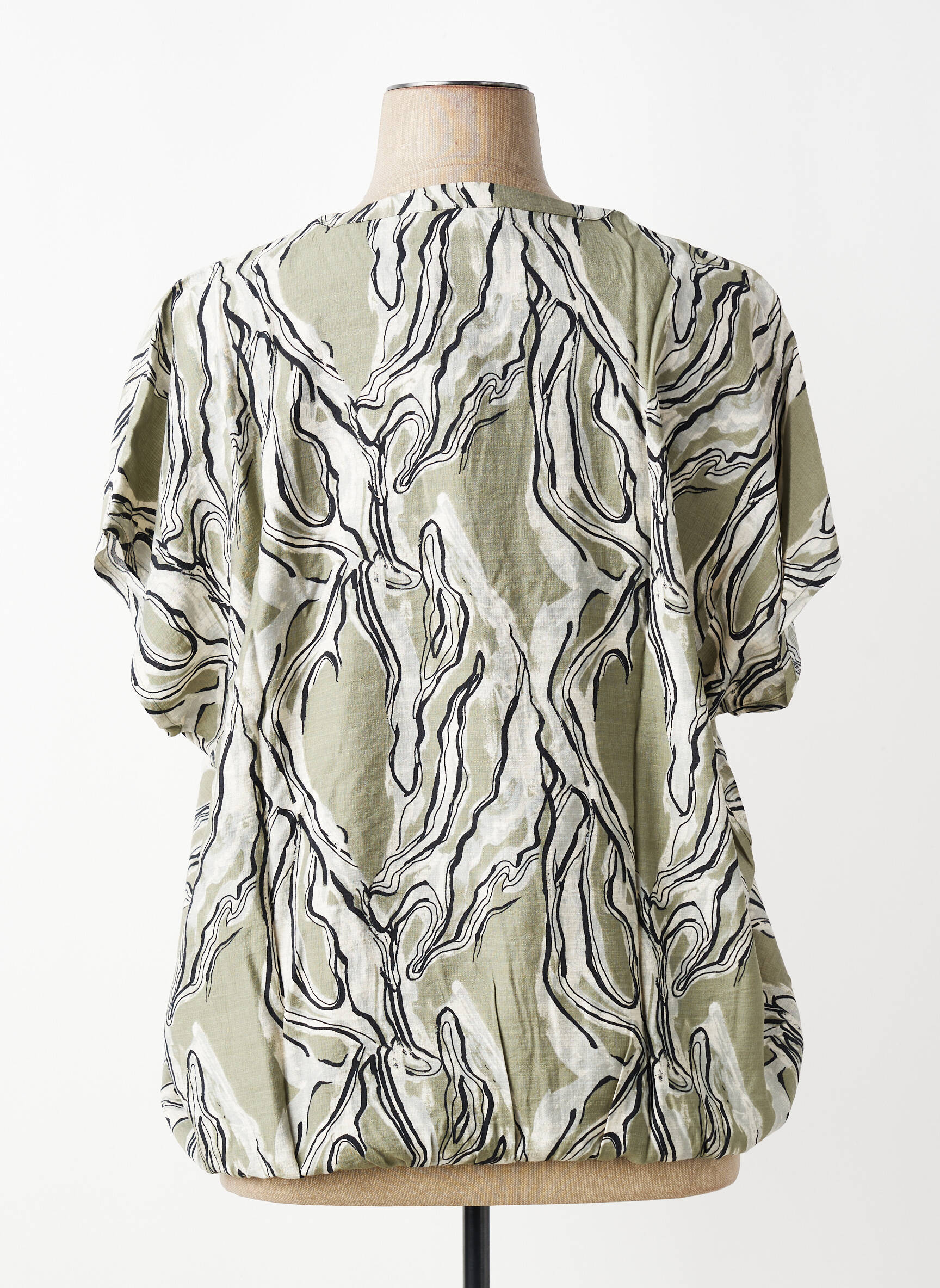 Blouse imprimé fantaisie manches courtes vert KAFFE femme