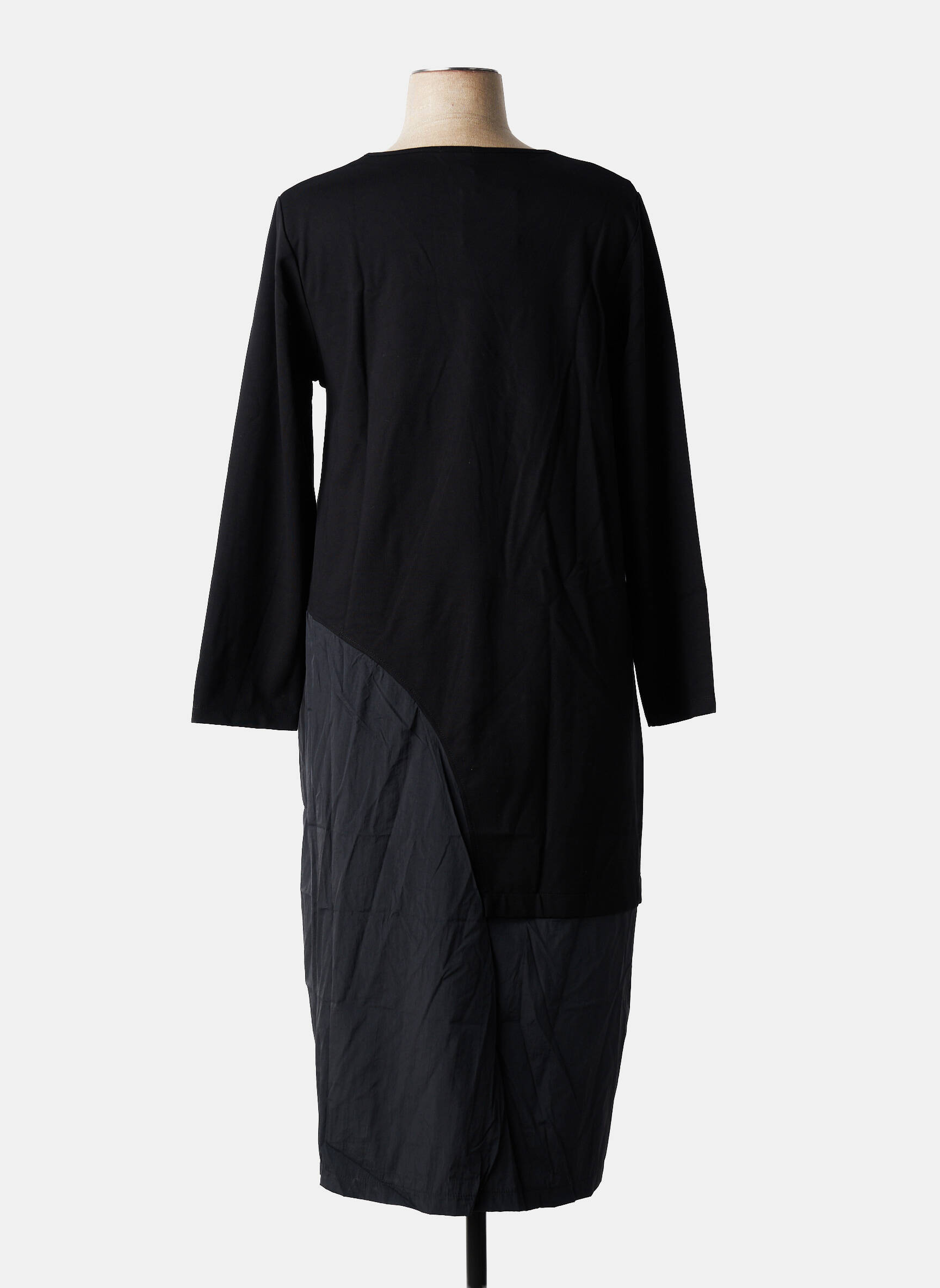 Robe mi-longue manches longues manches longues noir G!OZE femme