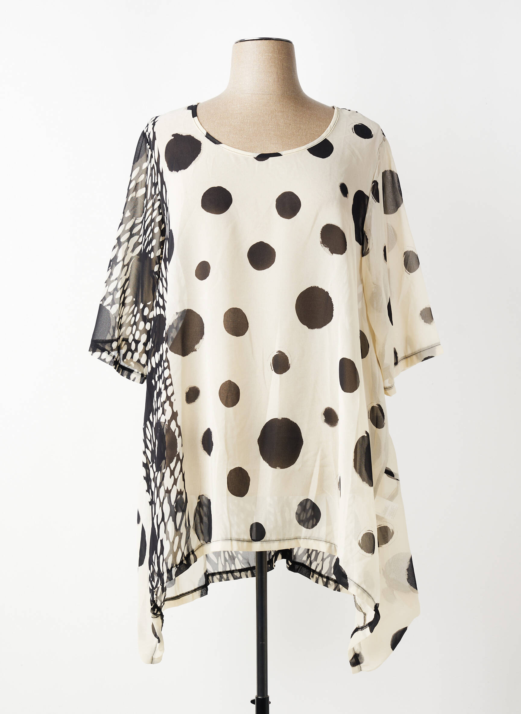 Tunique manches courtes tissage crêpe beige G!OZE femme