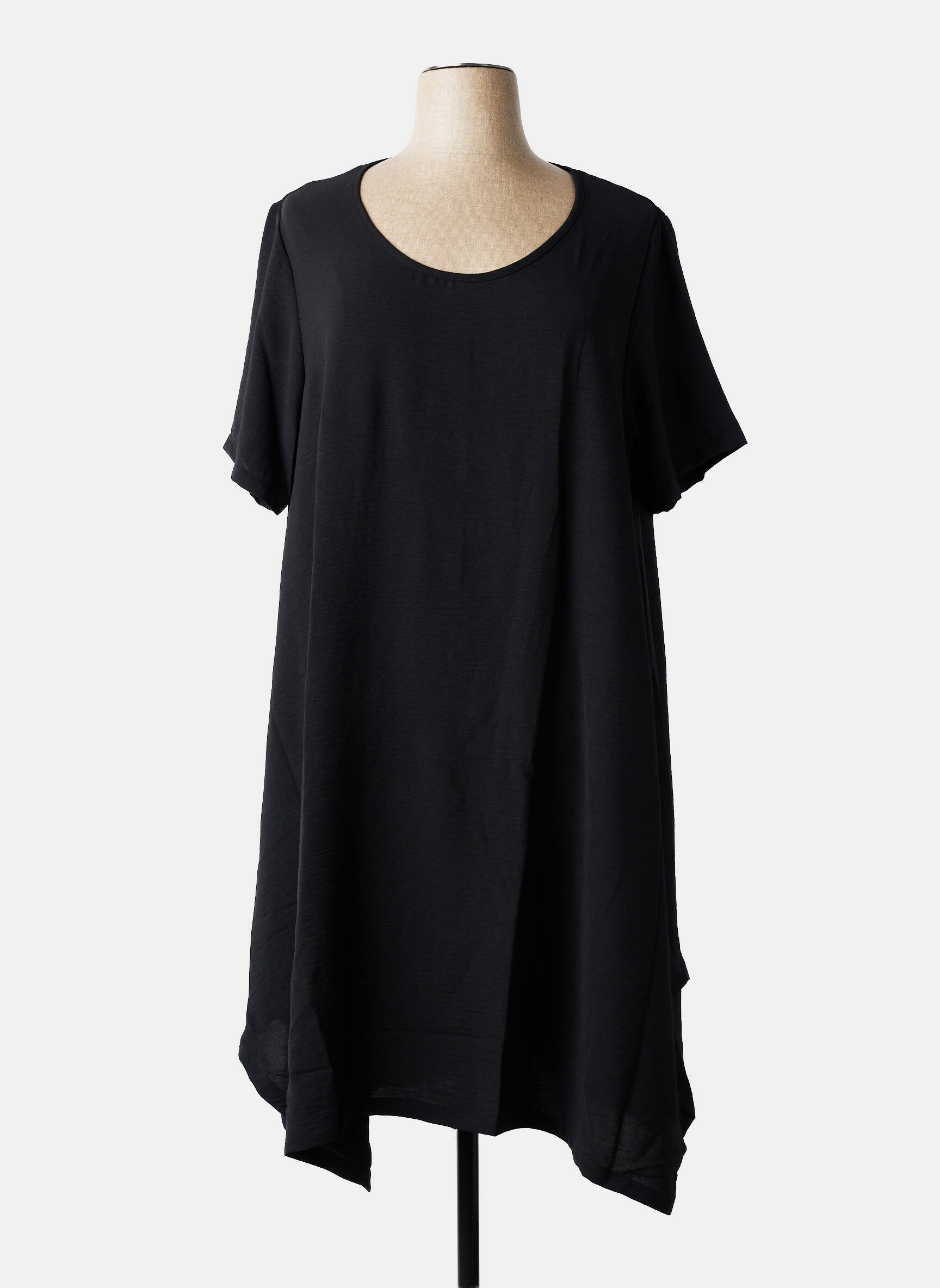 Tunique manches courtes tissage crêpe noir G!OZE femme
