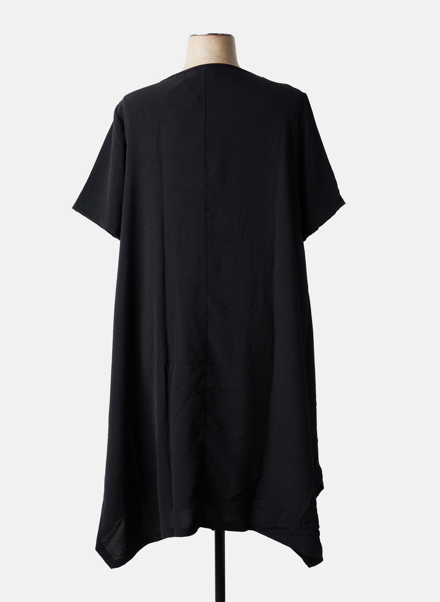 Tunique manches courtes tissage crêpe noir G!OZE femme