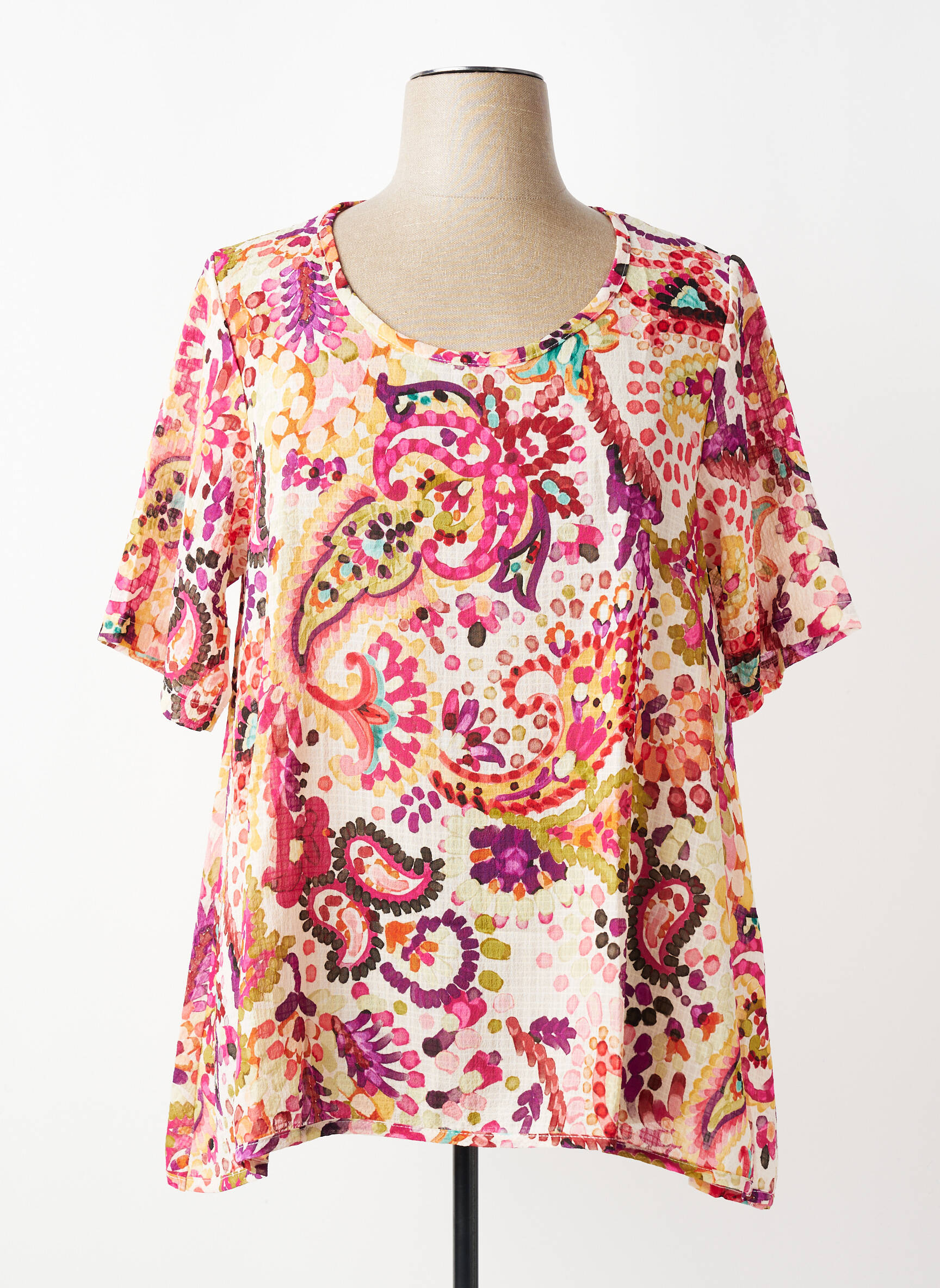 Top tissage crêpe manches courtes orange G!OZE femme