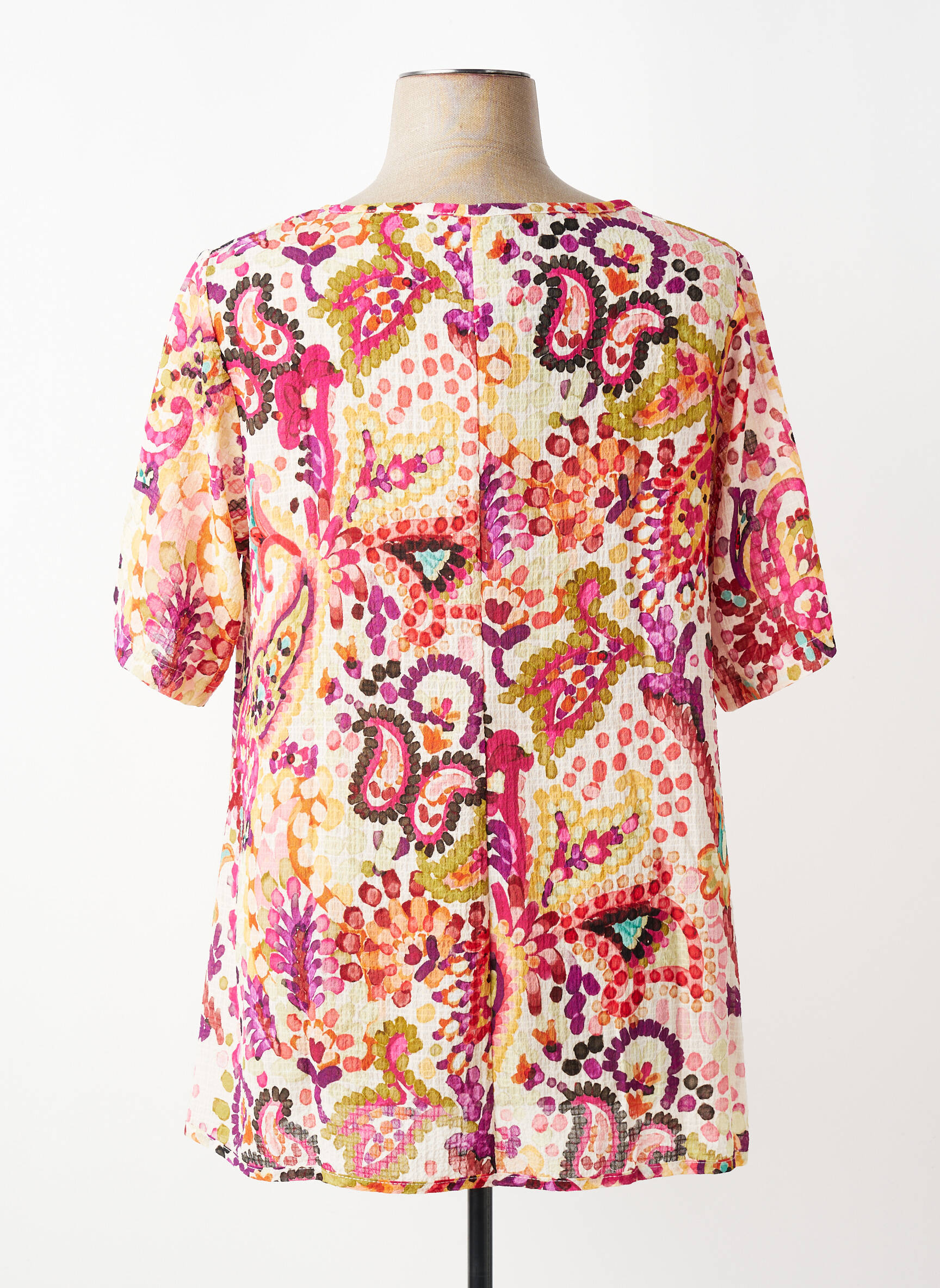 Top tissage crêpe manches courtes orange G!OZE femme