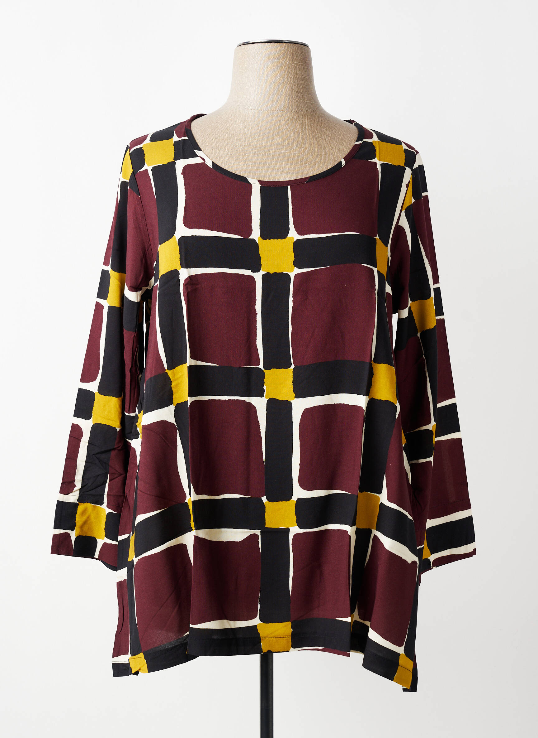 Blouse tissage popeline manches 3/4 rouge G!OZE femme