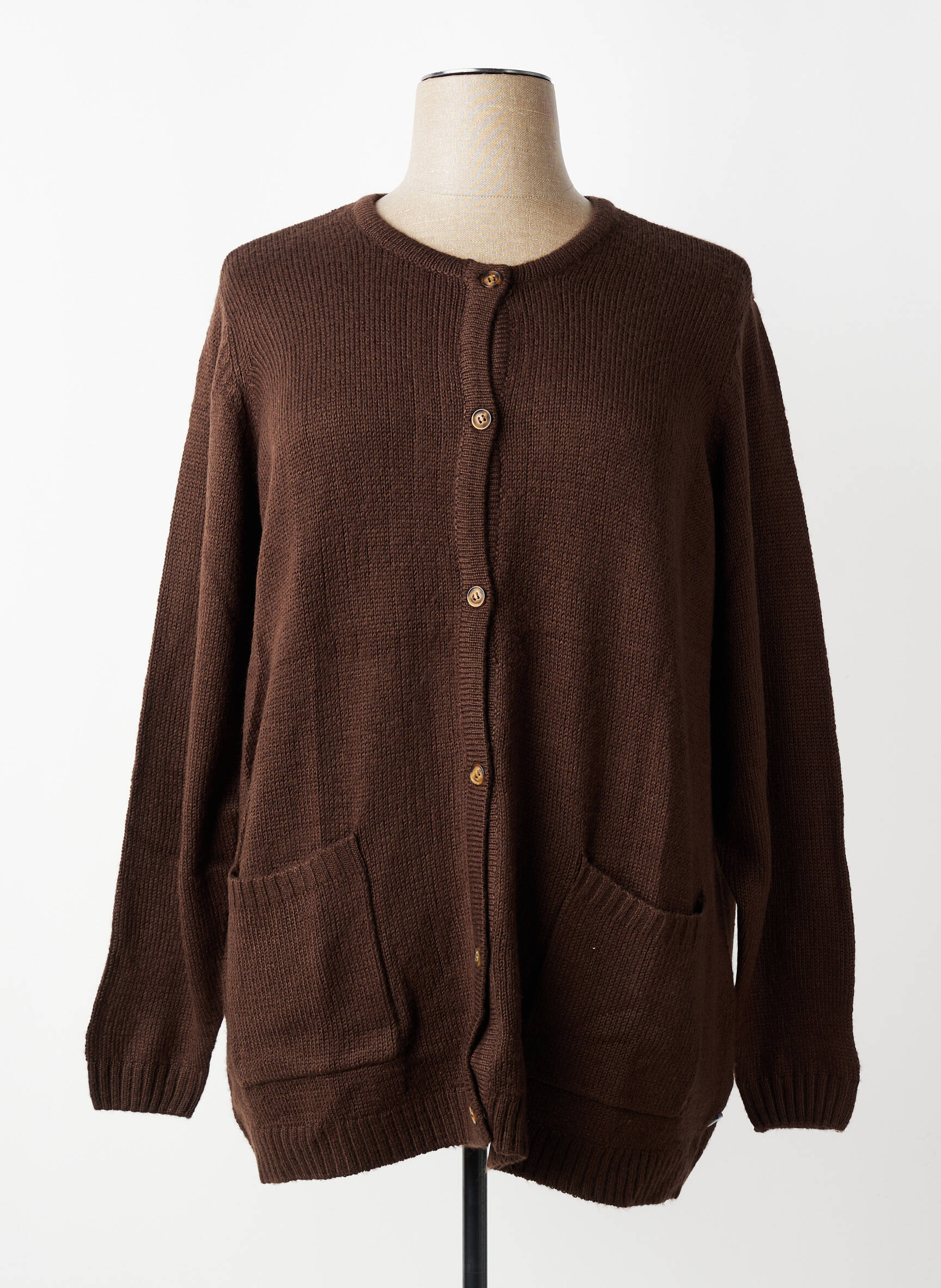 Gilet manches longues col rond marron ZHENZI femme