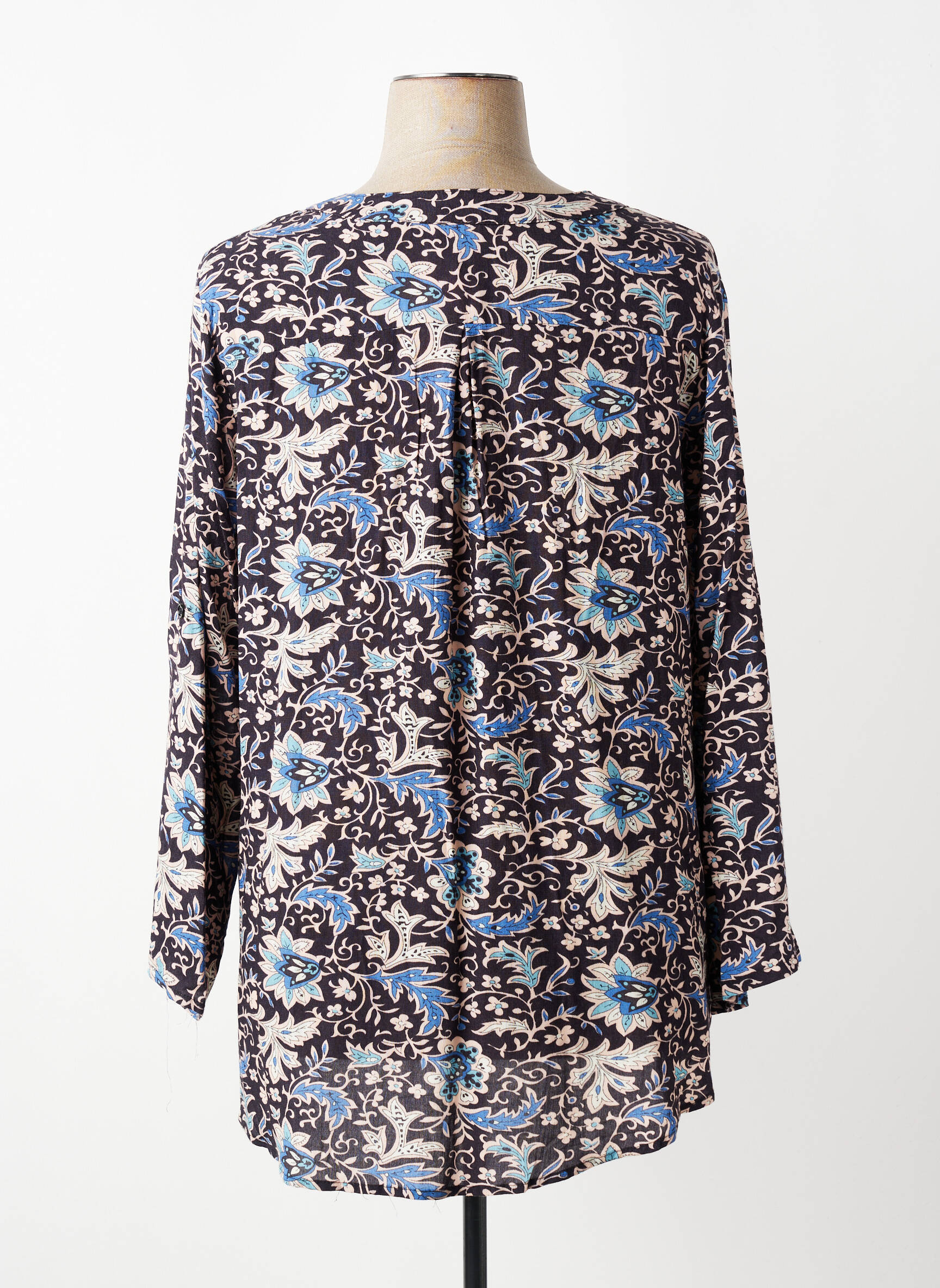 Blouse tissage popeline manches longues noir Z-ONE femme