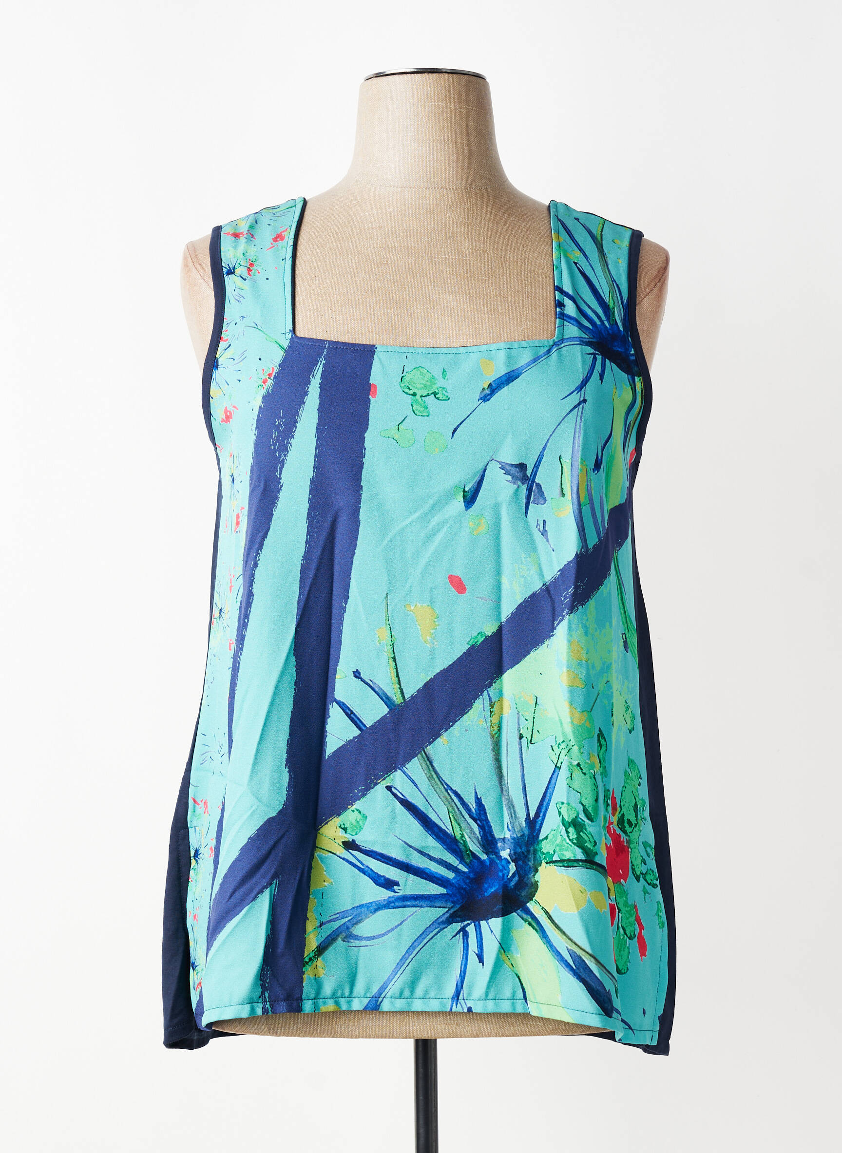 Top col carré manches longues bleu G!OZE femme