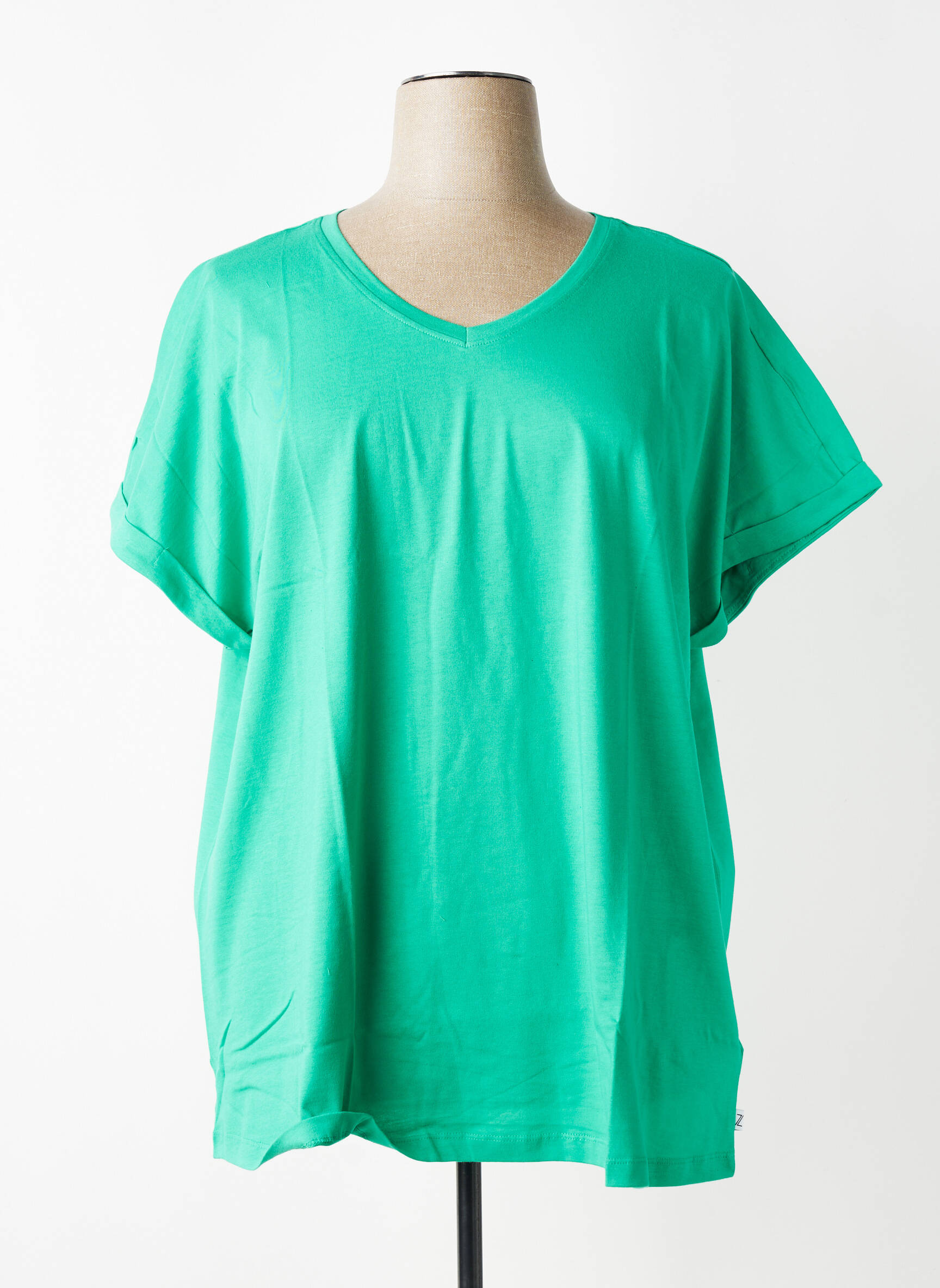 T-shirt coupe droite manches courtes vert ZHENZI femme