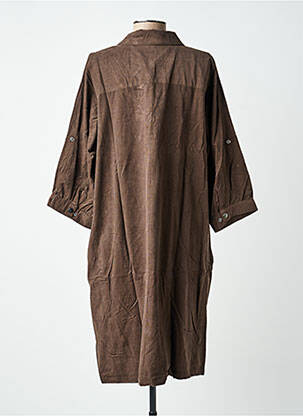Robe mi-longue manches 3/4 manches 3/4 marron ZHENZI femme