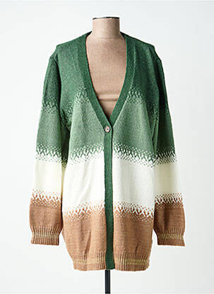 Gilet manches longues fermeture boutonnée sur le devant vert ZHENZI femme