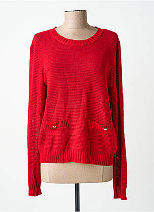 Pull maille ajourée manches longues rouge MORGAN femme