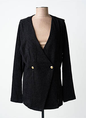 Gilet manches longues fermeture boutonnée sur le devant noir ZHENZI femme