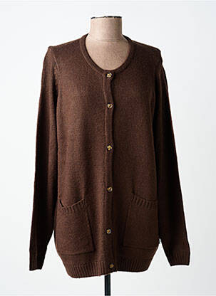 Gilet manches longues col rond marron ZHENZI femme