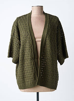 Gilet manches courtes coupe droite vert KAFFE femme