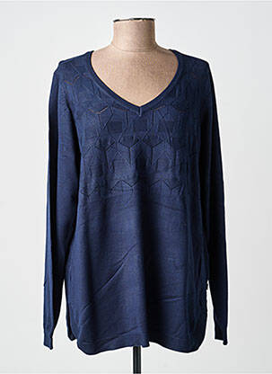 Pull coupe droite manches longues bleu ZHENZI femme